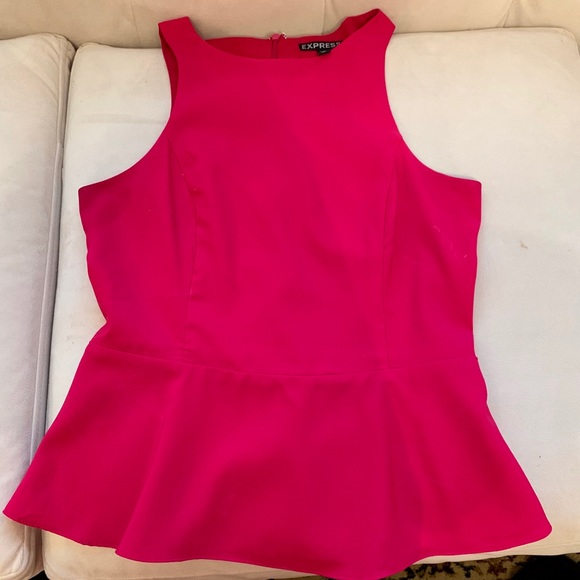 Express Tops - Express Hot Pink Satin Peplum Top